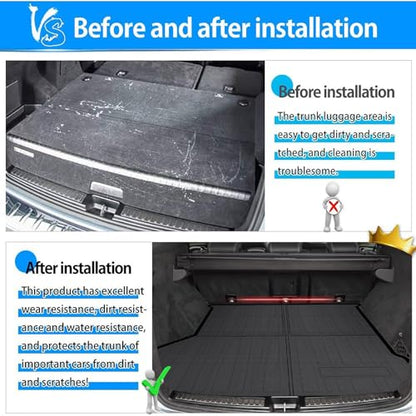 Fit for Trunk Mat Mercedes-Benz GLE W166 2015-2019 All Weather TPO Rear Cargo Liner Upgrade Material(NOT Fit 2020 GLE 350 with 5 Seats, 2018 550e Hybrid)