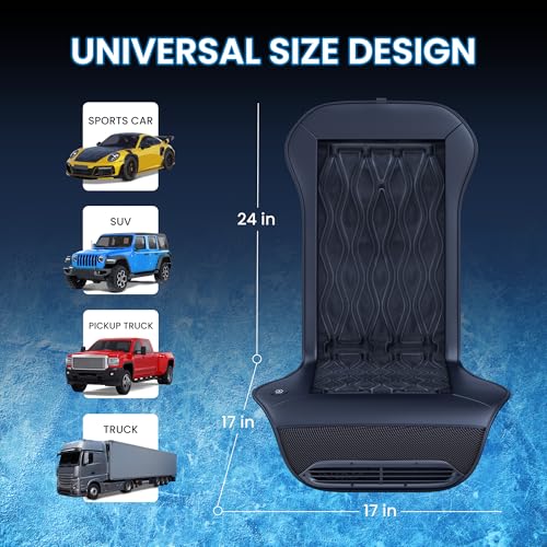 Cooling Car Seat Cover Front Seat,12V-24V Semiconductor Ventilated Car Seat Cooling Pad with 3 Temp Modes,Seat Coolers Universal Fit for SUV/Truck (Cool Black)