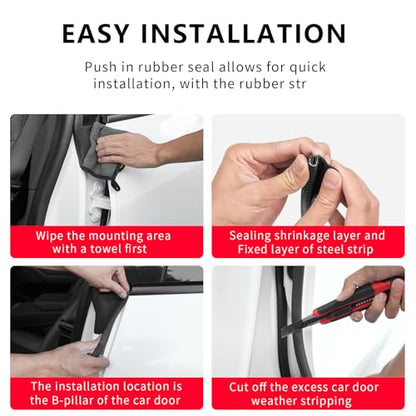 Temmis 2PCS Car Door Seal Strip 2.62FT, Buckle Design Automotive Door Soundproofing Weather Rubber Stripping, Auto Interior Accessories for Car Truck Door