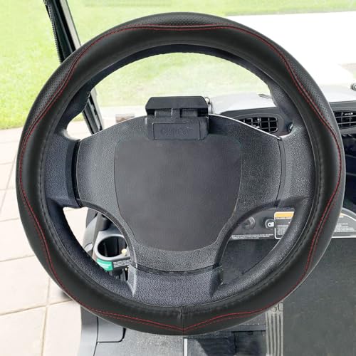 Golf Cart Steering Wheel Covers,13.5 to 14" Golf Cart Steering Wheel Cover Universal for Yamaha,EZGO TXT & RXV,Club Car DS & Precedent, Leather Comfortable, Non-Slip, Wear-Resistant (red) - color: red