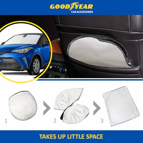 Goodyear Foldable Windshield Sunshade for Toyota C-HR 2018-2022, Car Accessories, Sunshade Cover, Sun Shade Car Windshield, Window Sun Blocker - GY008267 - color: For Toyota C-HR 18-22