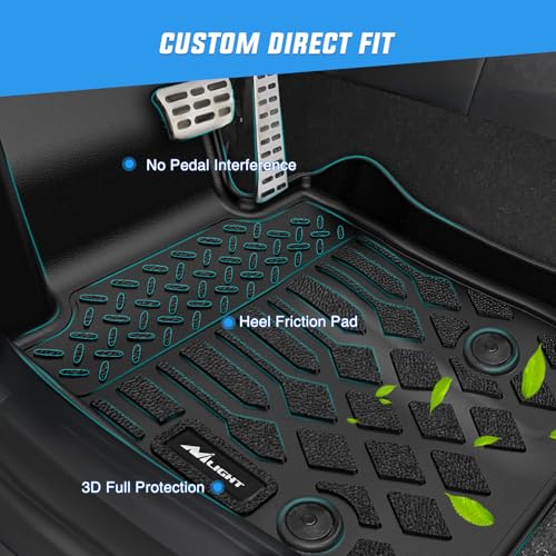 Nilight TPE Floor Mats for Cadillac CT5 2019 2020 2021 2022 2023 2024 All Weather Custom Fit Heavy Duty Floor Liners