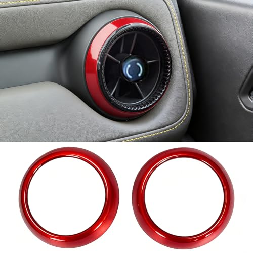 for Chevrolet Colorado 2024 2025 Interior Accessories Dashboard Decor Center Consoles Air Outlet Vent Cover ABS Frame Ring Trim Cover (Red, Air Vent Cover) - color: Red, size: Air Vent Cover