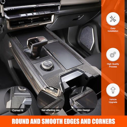 for Hummer EV SUV Truck Accessories Center Console Gear Shift Panel Trim Cover,Soft Carbon Fiber Gear Shift Control Anti-Scratch Panel Decorative Fit for Hummer EV Pickup SUV 2022-2024 2025 (Black) - style: Black