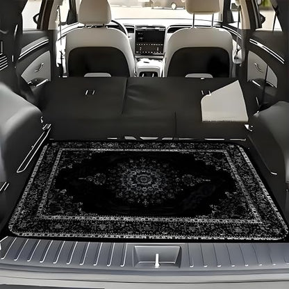 Universal Car Trunk Mat 29" x 39", Black Retro Bohemian Style All Weather Durable Cargo Mat Protector for SUV, Truck, Van | Stylish Cargo Liner Cover Leopard Print Car Accessories - color: Retro Bohemian Style