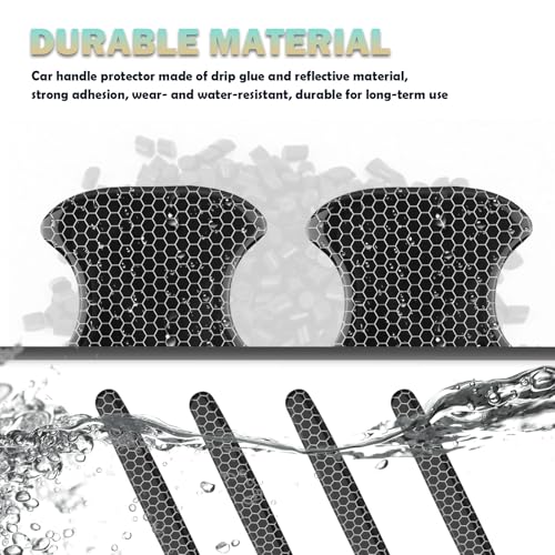 8PCS Car Door Handle Protector Anti-Scratch,Reflective Car Door Handle Scratch Protector with Honeycomb Design,Self-Adhesive Cars Handles Protectors Cars Accessories Exterior