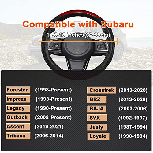 GIANT PANDA Steering Wheel Cover for Subaru Forester, Car Steering Wheel Cover for Subaru Outback and Crosstrek - Red - color: Red