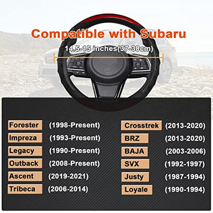 GIANT PANDA Steering Wheel Cover for Subaru Forester, Car Steering Wheel Cover for Subaru Outback and Crosstrek - Red - color: Red
