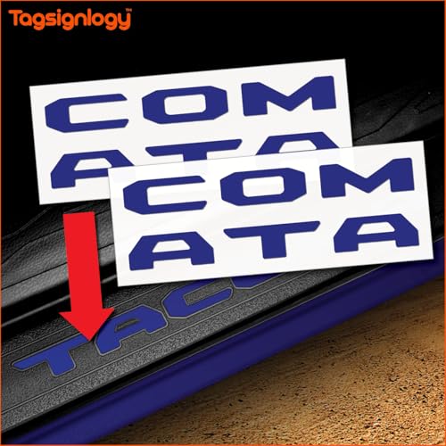 Prime Series UV Weatherproof Vinyl Decals: Pair of Left and Right Front Door Sill Protector Letter Inserts fits Tacoma 2016-2023 (Gloss Navy) - color: Gloss Navy