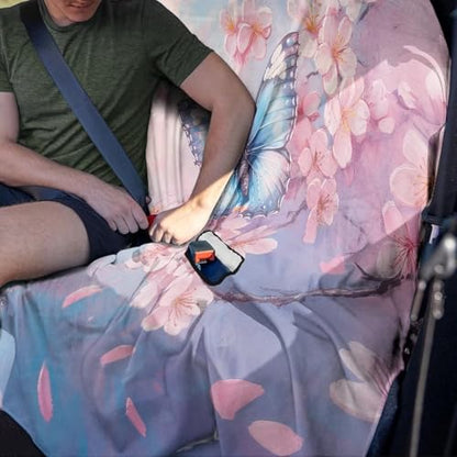 Butterfly Cherry Blossom Print Dog Car Seat Cover for Back Seat, Auto Back Seat Cover Heavy Duty Scratch-Proof Waterproof Rear Bench Towel Seat Covers - color: Butterfly Cherry Blossom