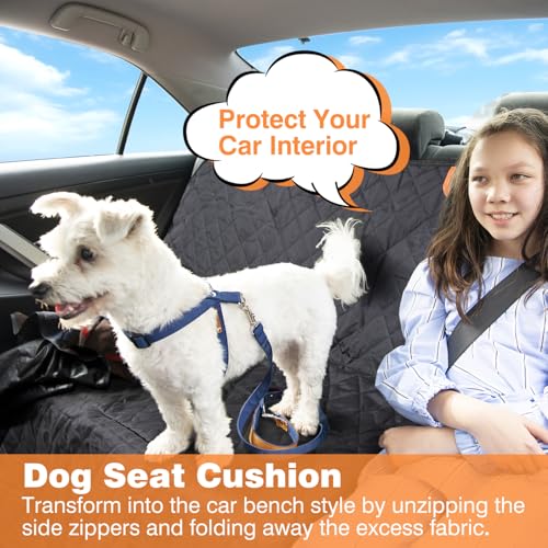 Car Hammock for Dogs Back Seat – 100% Waterproof Heavy Duty 600D Oxford Dog Backseat Cover, Scratch-Proof & Nonslip Dog Hammock for Car, Multi-use Back Seat Dog Hammock, and for Trucks & SUVs