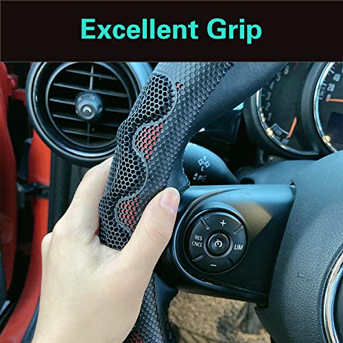 Steering Wheel Cover Great Grip with 3D Honeycomb Anti-Slip Design, Universal 14.5-15 Inch (Wine Red) - color: 1.Wine Red, size: Medium(Standard) Size[14 1/2''-15'']