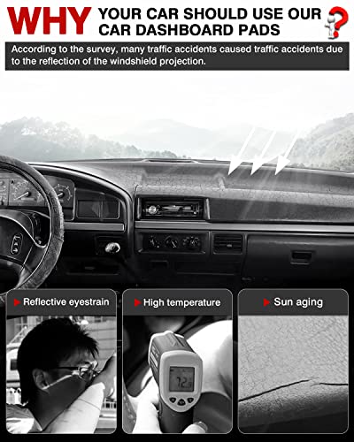 Autorder Dashboard Cover Mat for 1992-1996 Ford F150 F250 F350 Accessories Dash Cover Flannel Dash Mat Sunshade Glare UV Rays Protector - size: 1992-1996 F150 (Black)