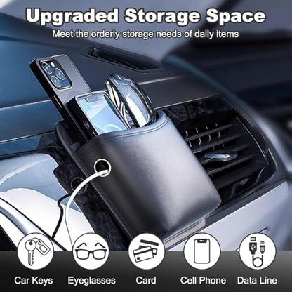 2Pcs Car Side Pocket Organizer, Strap Mini Storage Bag for Cell Phone, Wallet, Key, Glasses, Multifunctional Car Organizer Accessories for Car Seat, Door, Window, Console, 7 * 4.3 * 2.2inch