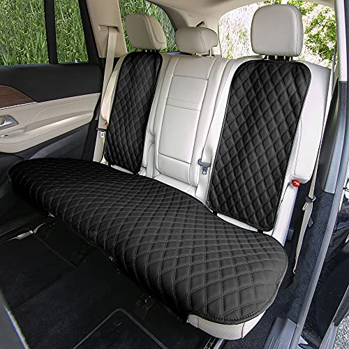 FH Group Car Seat Cushion Rear Set Black Faux Leather Automotive Seat Cushions - Universal Fit, Rear Car Seat Cushions With Non-slip Silicone Backing for SUV, Sedan, Van, Black - Rear Set - color: Black, style: Rear Set