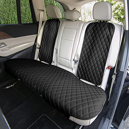 FH Group Car Seat Cushion Rear Set Black Faux Leather Automotive Seat Cushions - Universal Fit, Rear Car Seat Cushions With Non-slip Silicone Backing for SUV, Sedan, Van, Black - Rear Set - color: Black, style: Rear Set