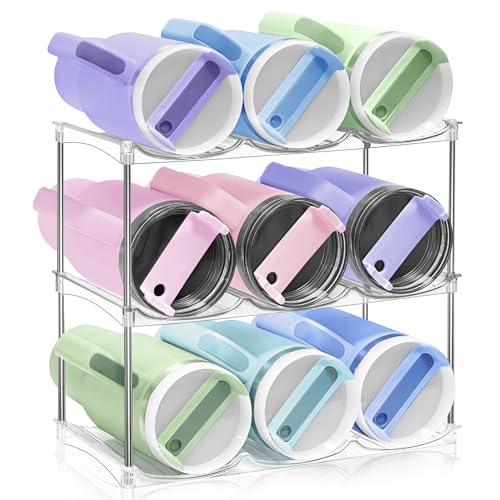 Water Bottle Organizer for Stanley 40oz Tumbler - Stackable Water Bottle Holder and Tumbler Organizer for Cabinet Kitchen Organization and Storage for Stanley Cup Holder, Cup Organizer Rack, 3 Pack - size: 9-Bottle