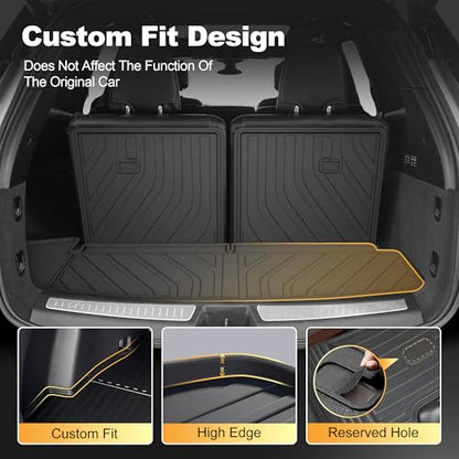 Cargo Liner & Third Row Seat Back Mats Custom Fit for Cadillac XT6 2020–2025 2026, TPE All Weather Waterproof Rear Cargo Mat Rear Trunk Liner Back Seat Cover Protector Trunk Mat Tray Pad Boot - style: 3) for Cadillac XT6 2020-2026 Cargo Liner & Seat Back