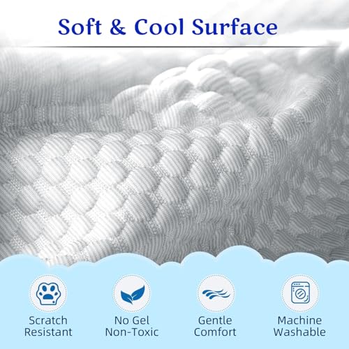 Mora Pets Dog Cooling Mat Instant Self Cooling Pad for Dogs & Cats Breathable Washable Summer Pet Cool Mat Indoor Outdoor, Cold Blanket for Floor Crate Car Travel Use Non Slip Large 40'' x 28'' Grey