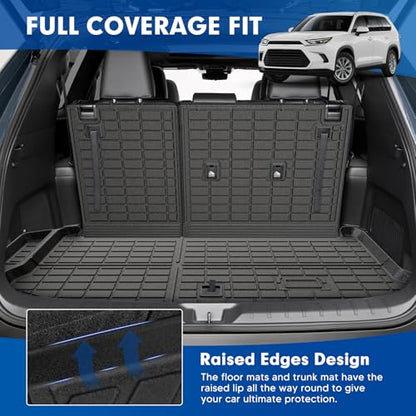 Mixsuper Cargo Liner for Toyota Grand Highlander 2024-2026, All Weather All-in-One Trunk & Backrest Mat, TPE Rear Seat Protector Accessories - size: 24-26 |Grand Highlander| Cargo & Backrest Mat