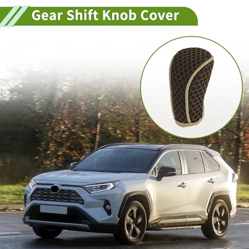 Universal Gear Shift Knob Cover Stick Shifting Handle Protector Manual Fabric 1 Pc Anti-Slip Dark Brown - color: Dark Brown Beige