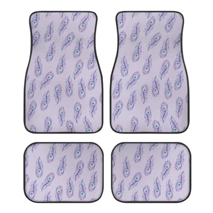 Peacock Purple Feather Car Floor Mats Front & Rear Car Mats Set of 4pcs Car Carpet Universal Fit for SUV,Vans,sedans,Trucks - color: Peacock Purple Feather