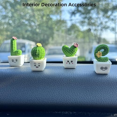 Car Rearview Mirror & Dashboard Accessories - Succulent Cactus Decor, Aesthetic Car Ornament, Funny Interior Decoration Gifts