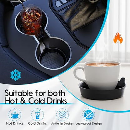 Car Cup Coaster Universal Automotive Waterproof Non-Slip Cup Holders Sift-Proof Spill Holder Car Interior Accessories 2 Pack Black