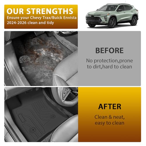 Floor Mats for 2024-2026 Chevy Trax/Buick Envista Car Mats, All Weather TPE Custom Upper Position Cargo Liner Seat Back Covers Protectors Full Set Car Accessories - size: 2)Chevy Trax/Buick Envista｜24-26｜Full Set