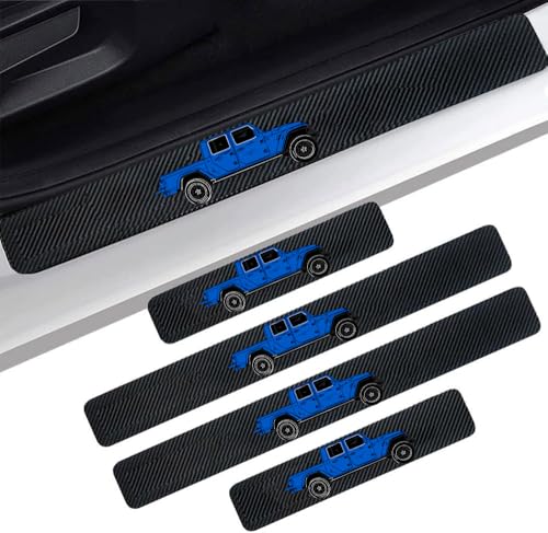 4 Pieces Car Door Sill Protector fit for Gladiator,Carbon Fiber Threshold Anti-Scratch Sticker Door Edge/Rear Guard Protection Blue - color: 4pcs-t-j-G-BLUE