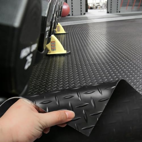 4' x 10' Feet Non-Slip Garage Floor Mat, 1-Piece Durable Rubber Flooring Roll, Cuttable Floor Protector Mat for Parking Lots, Gym, Warehouse, Basement Trailer (4' x 10' Ft) - size: 120"L x 48"W x 0.1"Th