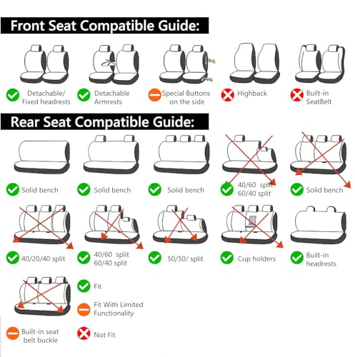 Car Seat Covers, 100% Breathable with Composite Sponge Inside, Airbag Compatible Universal Fit Accessories Auto for Cars, Trucks, Sedan, Van, SUVs (Black, 21PCS Full Set)