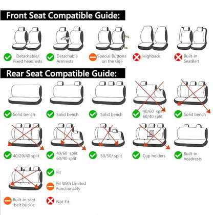 Car Seat Covers, 100% Breathable with Composite Sponge Inside, Airbag Compatible Universal Fit Accessories Auto for Cars, Trucks, Sedan, Van, SUVs (Black, 21PCS Full Set)