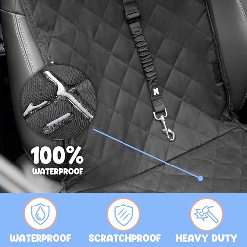 Dog Car Seat Cover for Back Seat, 4-in-1 Dog Hammock for Car, Waterproof 600D Pet Seat Cover Backseat Protector with Mesh Window, Nonslip Dog Back Seat Cover for Cars, SUVs & Trucks