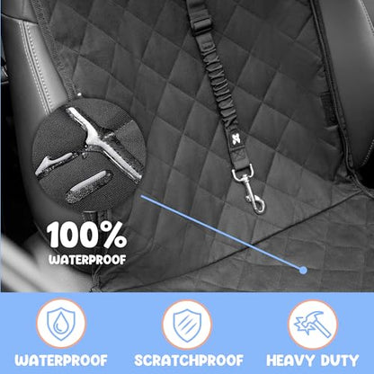 Dog Car Seat Cover for Back Seat, 4-in-1 Dog Hammock for Car, Waterproof 600D Pet Seat Cover Backseat Protector with Mesh Window, Nonslip Dog Back Seat Cover for Cars, SUVs & Trucks