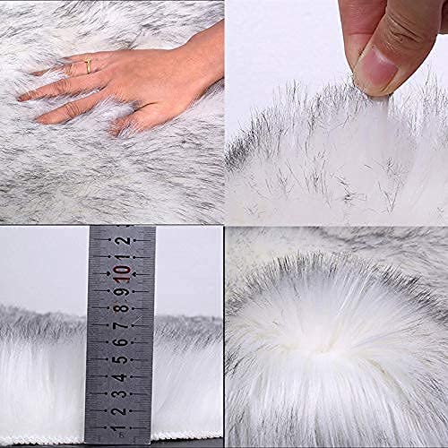 Maples 1Pc Faux Sheepskin Wool Fur Car Seat Cover for Cars SUV Trucks Universal Fit, Soft Plush Synthetic Wool Buck Fur Car Seat Cushions by FLMaples(White Gray) - color: White Gray
