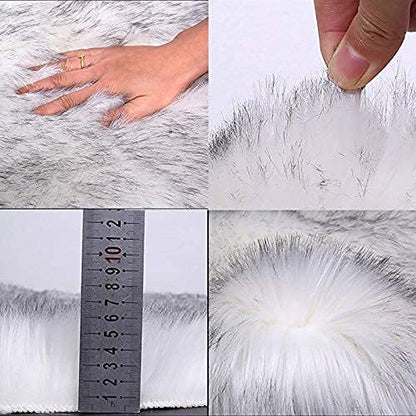 Maples 1Pc Faux Sheepskin Wool Fur Car Seat Cover for Cars SUV Trucks Universal Fit, Soft Plush Synthetic Wool Buck Fur Car Seat Cushions by FLMaples(White Gray) - color: White Gray