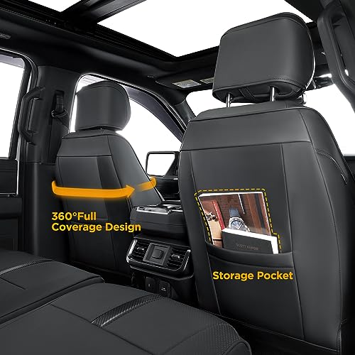 Super Cover® for Ford F150 Seat Covers 2015-2024 2025 2026 Full Set, for F-150 XL/XLT Leather Truck Seat Cover, for F150 Accessories 2016 2017 2018 2019 2020 2021 2022 2023, Only for Bucket Seat