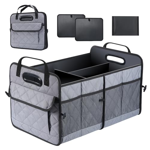 AOPHY Car Trunk Organizer, 75L Large Capacity Waterproof Auto Storage with Non-Slip Bottom Strips, Collapsible Cargo Organizer for Suv, Truck, Sedan, Portable Car Accessories for Women Men(Grey) - color: Grey