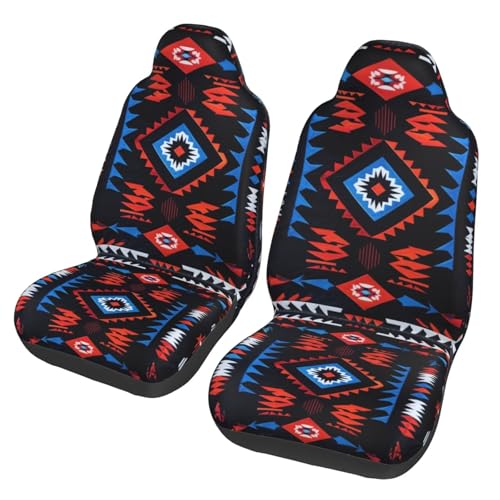 Western Car Seat Covers Abstract Geometry Ethnic Front Auto Seat Cover Navajo Southwest Car Bucket Seats Protector Covers Universal fit for SUV Sedan Van Trucks, Black - color: Western