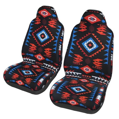 Western Car Seat Covers Abstract Geometry Ethnic Front Auto Seat Cover Navajo Southwest Car Bucket Seats Protector Covers Universal fit for SUV Sedan Van Trucks, Black - color: Western