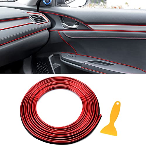 16.4ft Car Interior Moulding Trim Car Decorative Filler Insert Strips with Installation Tool, Flexible Electroplating Decoration Styling Door Dashboard Strip