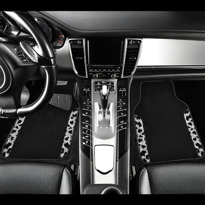 CAR PASS Bling Cow Car Mats Rhinestones Diamond Waterproof Floor Mat Crystal Sparkly Shining Glitter Carpet Anti-Slip PVC Heel Pad, Universal Fit Automotive SUV,Sedan,4pcs Girly Women, Cow Diamond - color: Cow