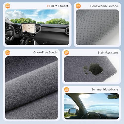 Upgraded Gray Dashboard Cover for 2022-2026 Toyota Tundra Accessories,Custom Fit Dash Cover Mat Carpet Sunshade Pad UV Protection Anti-Glare Non-Slip【Sensor Friendly】 - size: 22+Tundra Dash Cover(Gray)