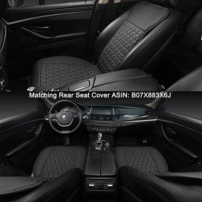Black Panther 1 Pair Luxury PU Car Seat Covers Protectors for Front Seats, with Partial Backrest Coverage (Middle Part Only), Triangle Pattern, Compatible with 95% Cars - Black - color: Triangle Pattern - Black