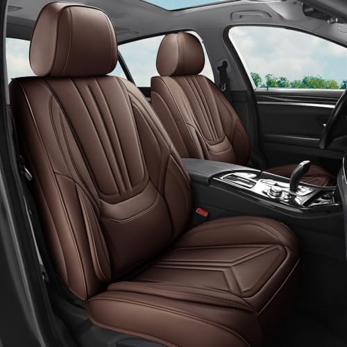 Car Seat Covers Full Set Brown, Premium Leather Car Seat Covers, Waterproof and Breathable Seat Covers, Universal Car Seat Protector Fit for Cars, Trucks, SUVs, Pick-ups - color: Brown, size: Full Set