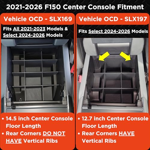 Center Console Organizer for Ford F150 (2021-2026) (Full Console w/Bucket Seats ONLY) - Made in USA - Select 2024-2026 Models - SLX169