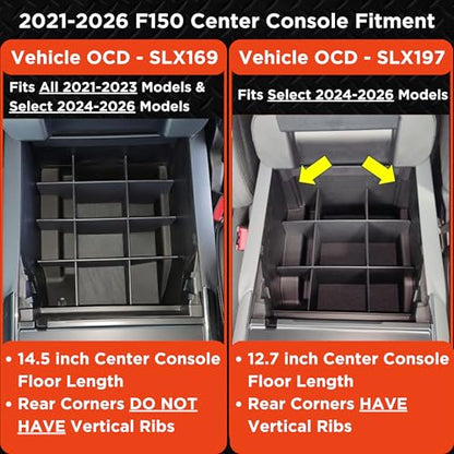 Center Console Organizer for Ford F150 (2021-2026) (Full Console w/Bucket Seats ONLY) - Made in USA - Select 2024-2026 Models - SLX169