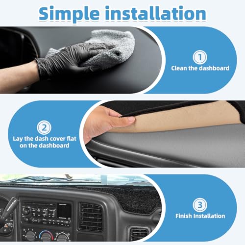 Dash Cover Mat for Chevy Chevrolet Silverado/GMC Sierra 1500 2500 3500 HD 1999-2006 Non-Slip Dashboard Cover Mat for GMC Yukon/Yukon XL/Chevy Suburban Tahoe Avalanche 2000-2006 Protector Accessories - size: Compatible with Avalanche 2000-2006
