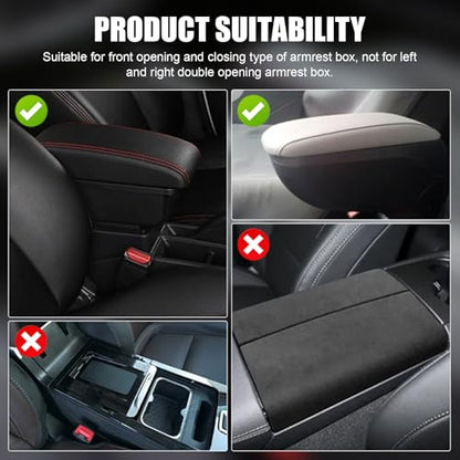 Car Center Console Armrest Pillow with 2 Storage Pockets, Memory Foam Car Armrest Cushion, Leather Car Center Console Cover for Most Vehicle (Black-Upgraded Thickened) - color: Black-Upgraded Thickened